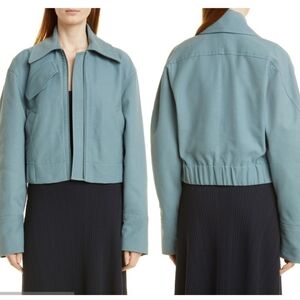 Vince Womens Zip Front Flight Jacket Horizon Blue